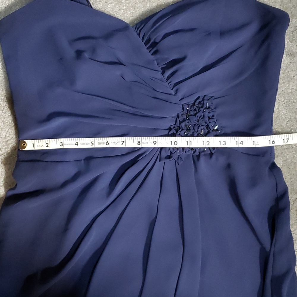 ^David’s Bridal Periwinkle Chiffon Floral Dress - Picture 14 of 14